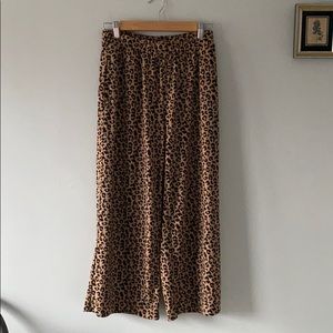 Leopard Print Wide Leg Pull On Pants
